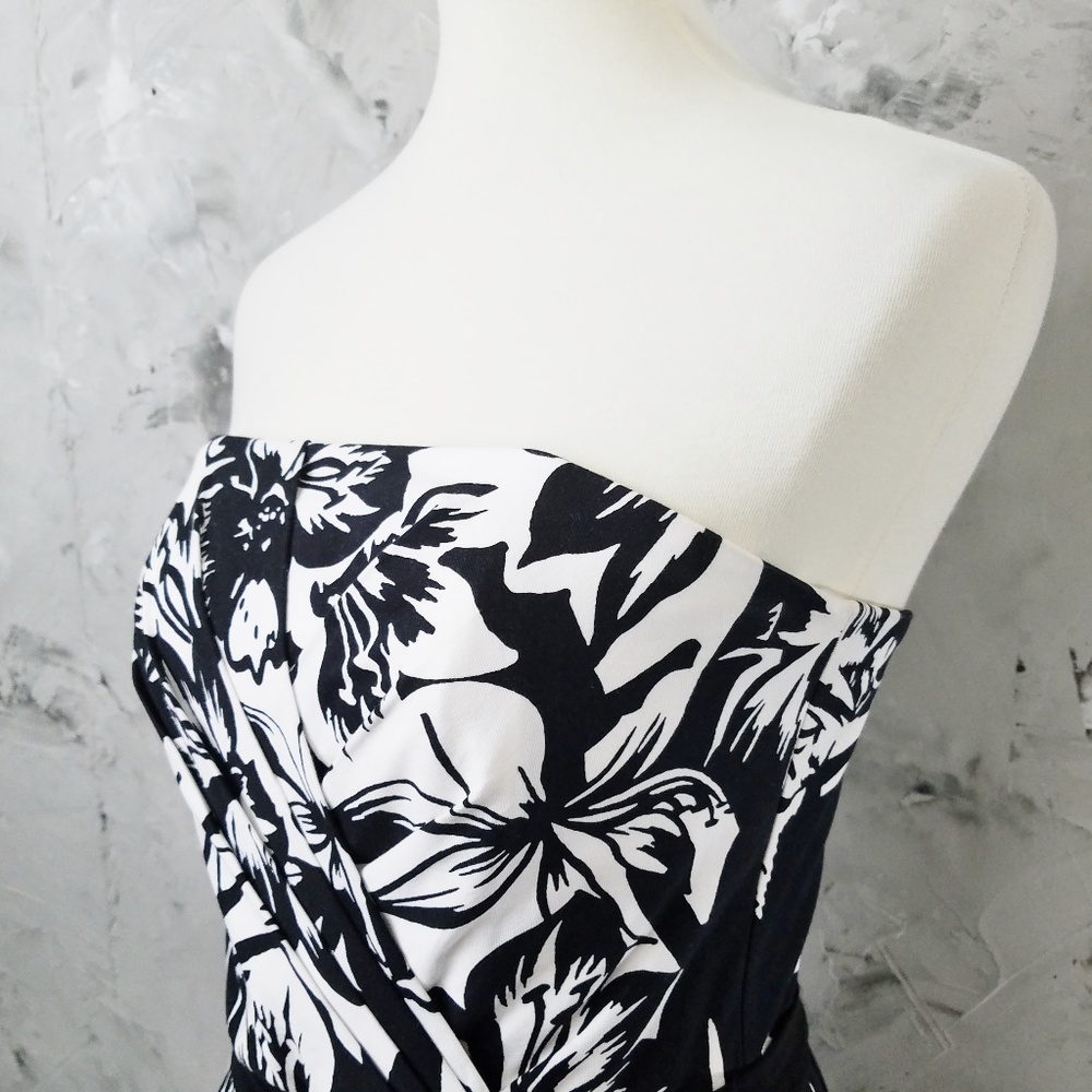 WHBM  Black & White Strapless Cocktail Dress - Picture 4 of 8